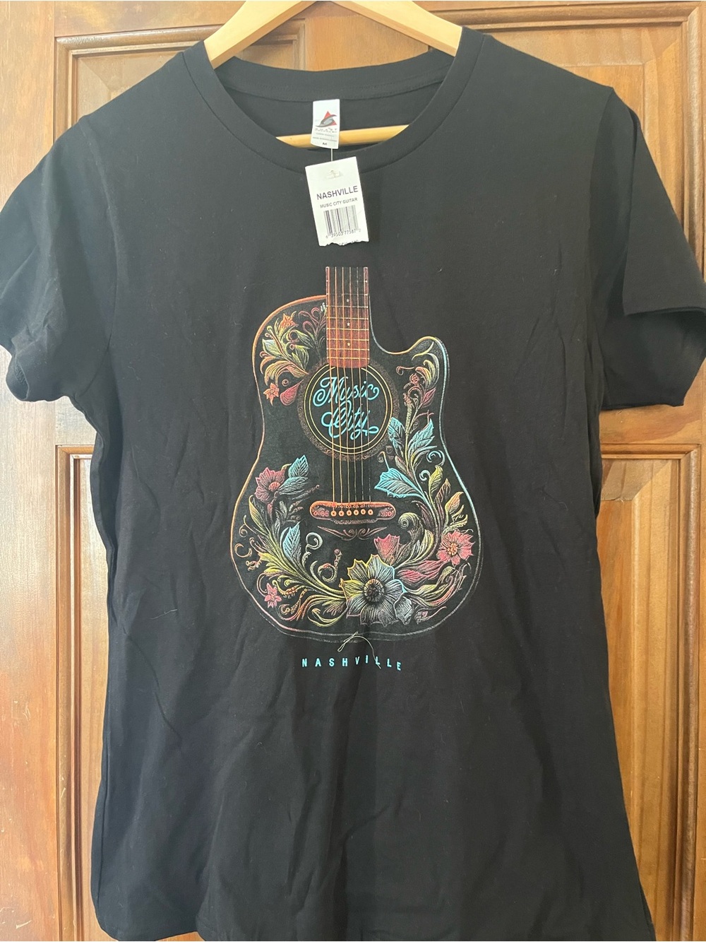 Nashville Black Graphic Guitar Tee - Womens